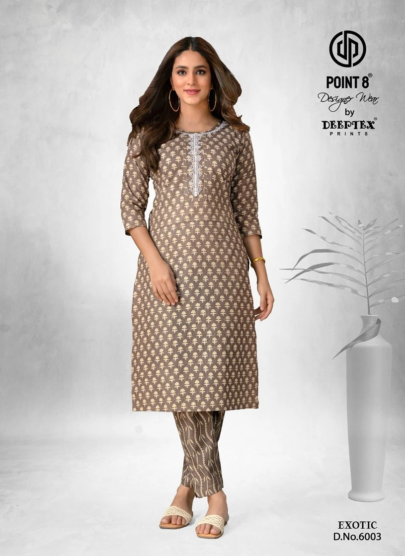 Deeptex Exotic Vol 6 Kantha Cotton Wholesale Kurti with Pant Catalog — Wholesale Kurtis, Deeptex wholesale from Surat — view 6
